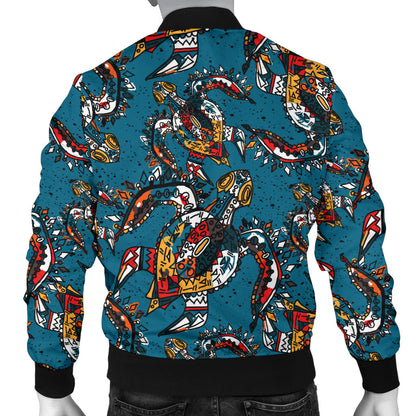 Sea Turtle Tribal Colorful Hand Drawn Men Bomber Jacket