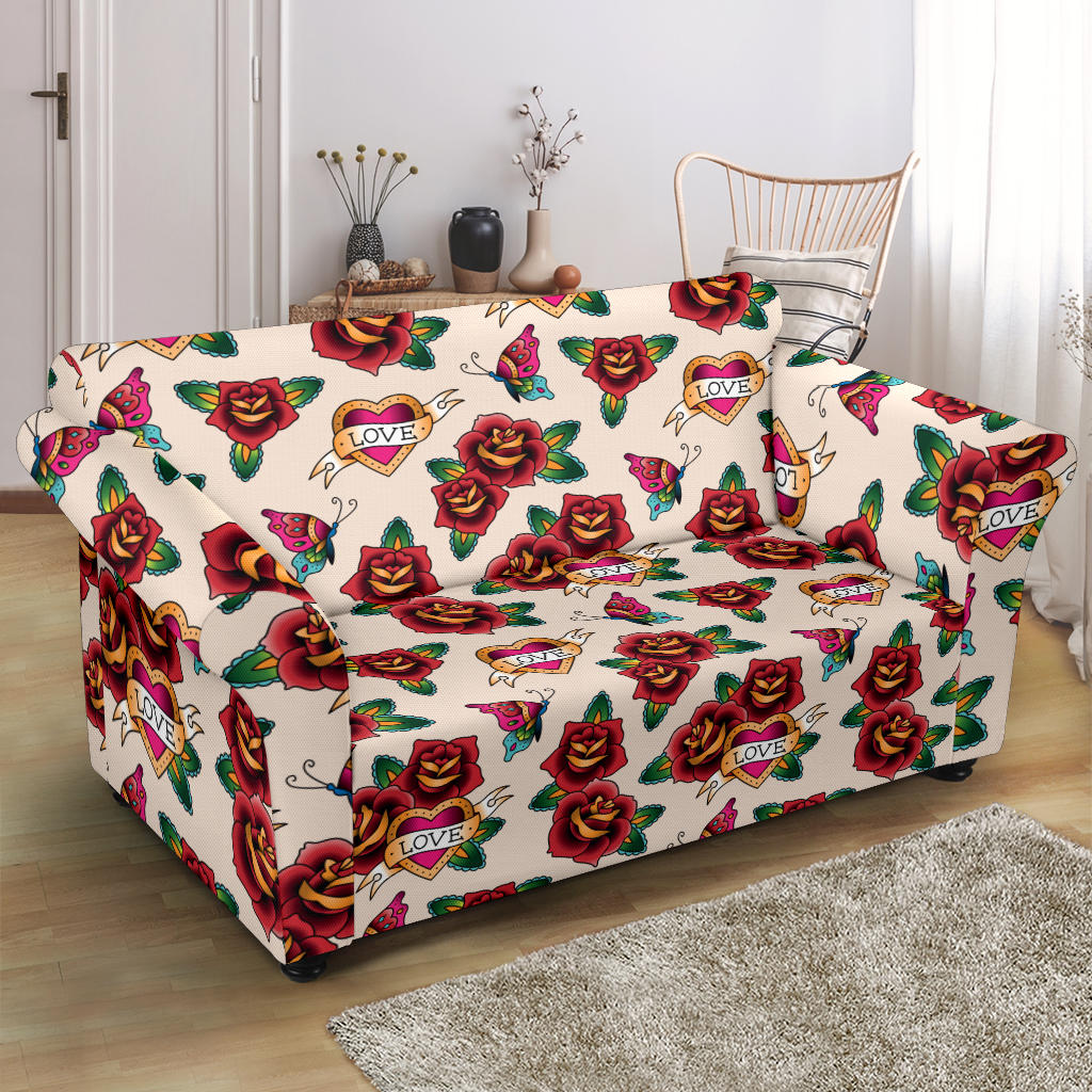 Tattoo Rose Print Design LKS302 Loveseat Couch Slipcover