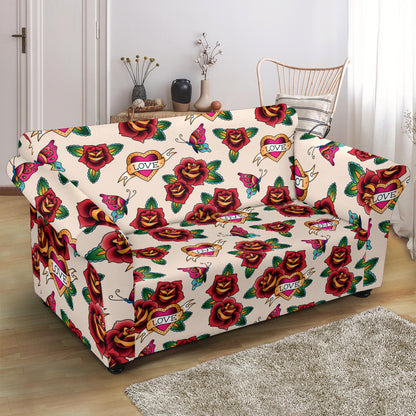 Tattoo Rose Print Design LKS302 Loveseat Couch Slipcover