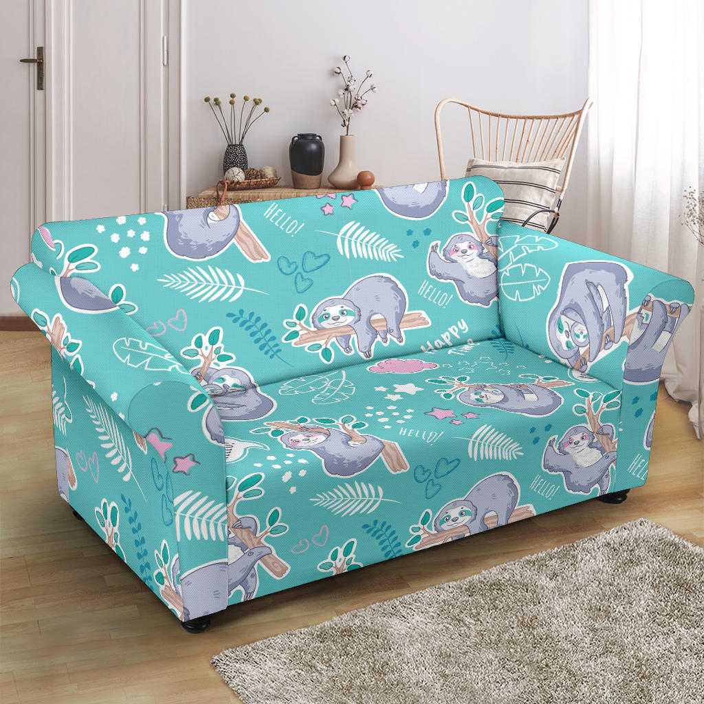Sloth Print Design LKS309 Loveseat Couch Slipcover