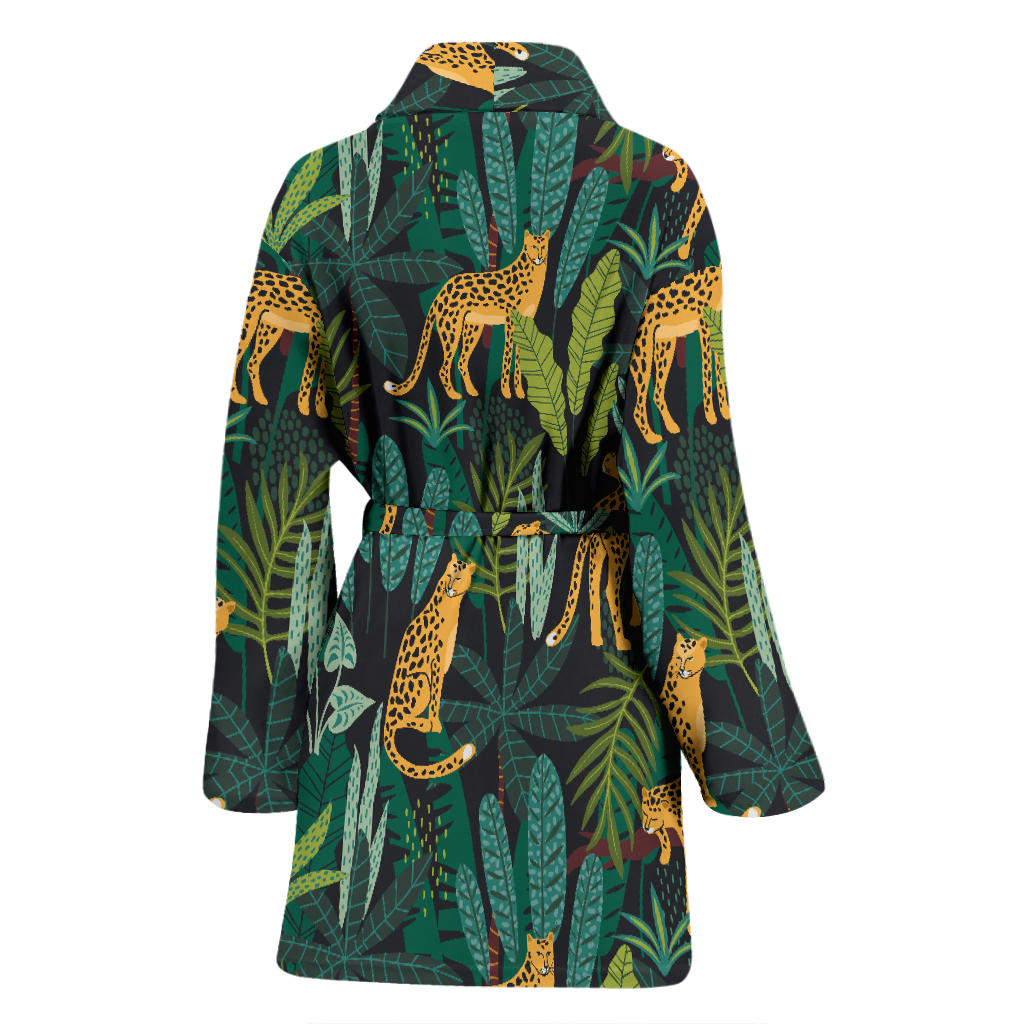 Jaguar Jungle Pattern Print Design 03 Women Bathrobe
