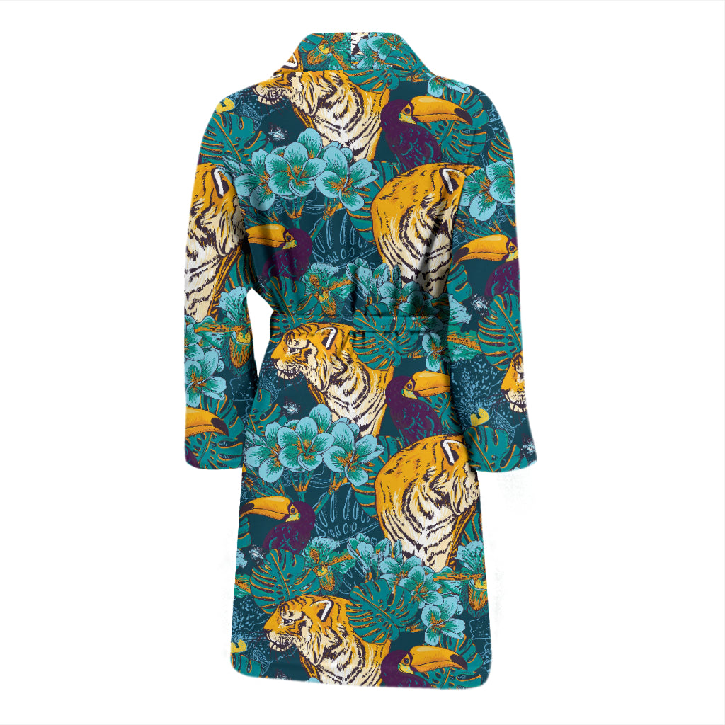 Tiger Tropical Print Design LKS301 Men Bathrobe