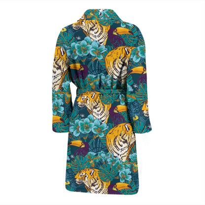 Tiger Tropical Print Design LKS301 Men Bathrobe