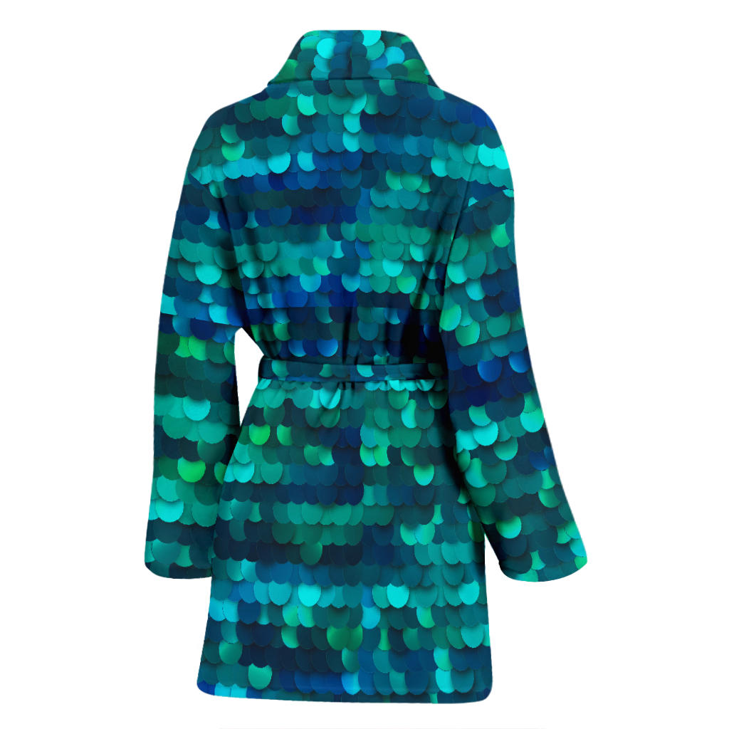 Mermaid Scales Pattern Print Design 06 Women Bathrobe