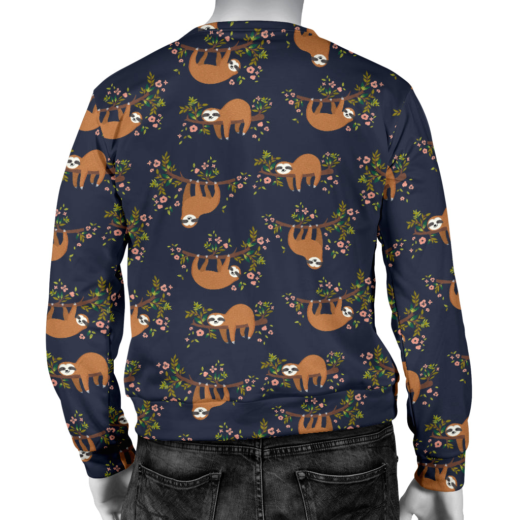 Sloth flower Design Themed Print Men Long Sleeve Sweatshirt