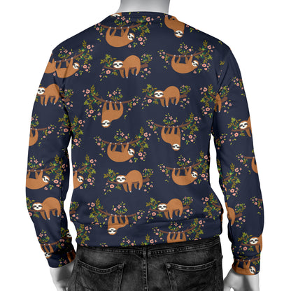 Sloth flower Design Themed Print Men Long Sleeve Sweatshirt