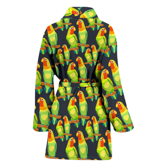 Lovebird Pattern Print Design 01 Women Bathrobe