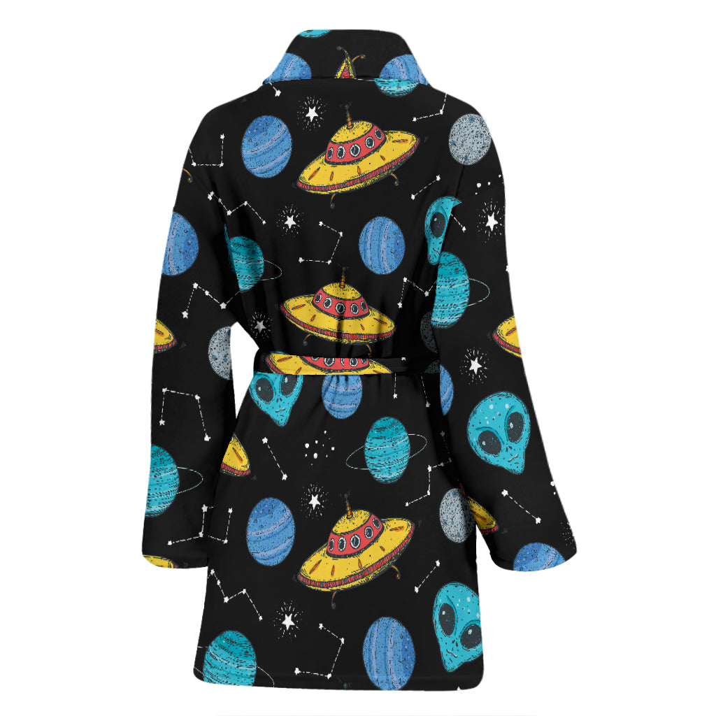 UFO Alien Print Design LKS306 Women Bathrobe