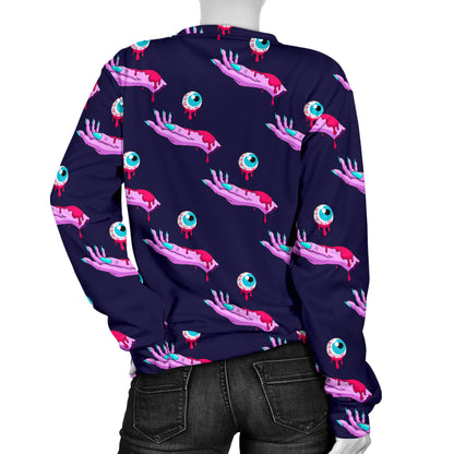 Zombie Pink Hand Design Pattern Print Women Long Sleeve Sweatshirt