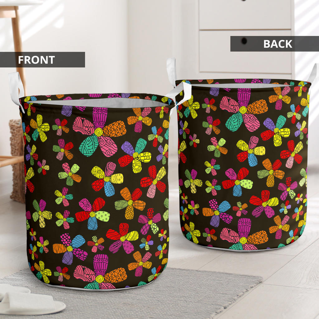 Flower Power Colorful Print Pattern Laundry Basket