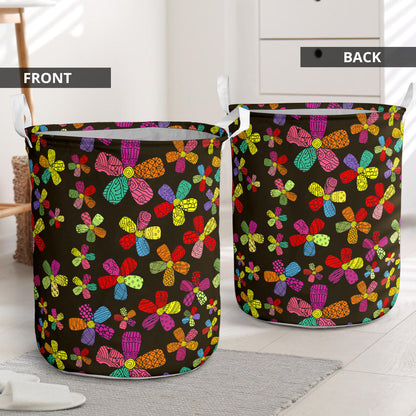 Flower Power Colorful Print Pattern Laundry Basket