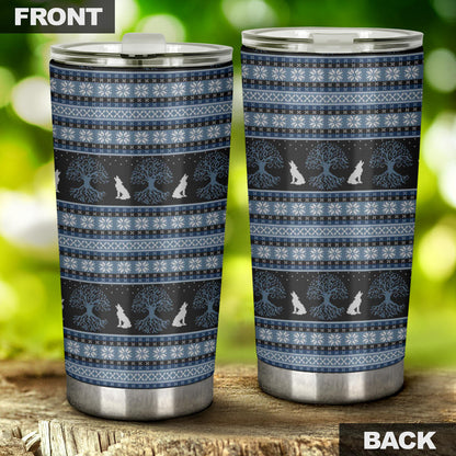 Wolf Tree of Life Knit Design Print Tumbler