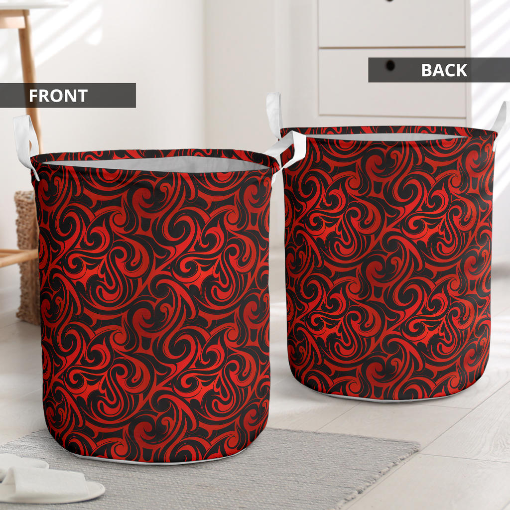 Maori Red Black Themed Design Laundry Basket