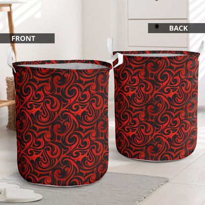Maori Red Black Themed Design Laundry Basket