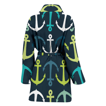 Anchor Pattern Print Design 03 Women Bathrobe