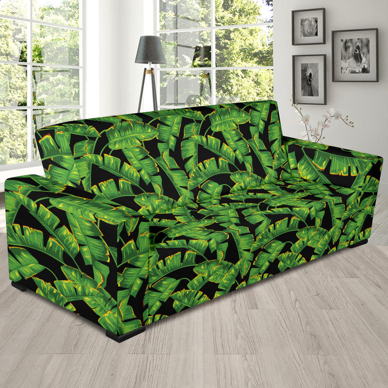 Banana Leaf Pattern Print Design 03 Sofa Slipcover