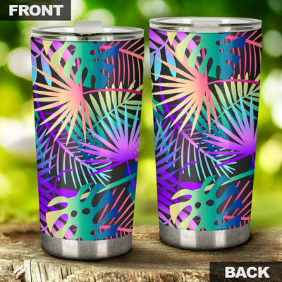 Neon Flower Tropical Palm Leaves Tumbler