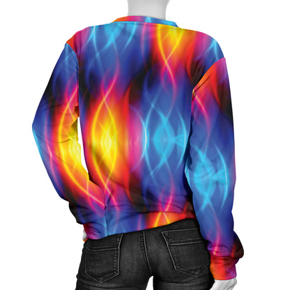 Flame Fire Blue Design Print Women Long Sleeve Sweatshirt