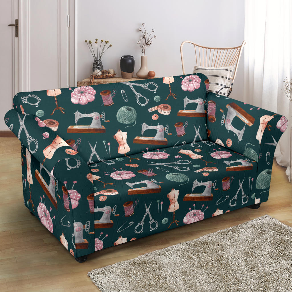 Sewing Equipment Print Design LKS307 Loveseat Couch Slipcover