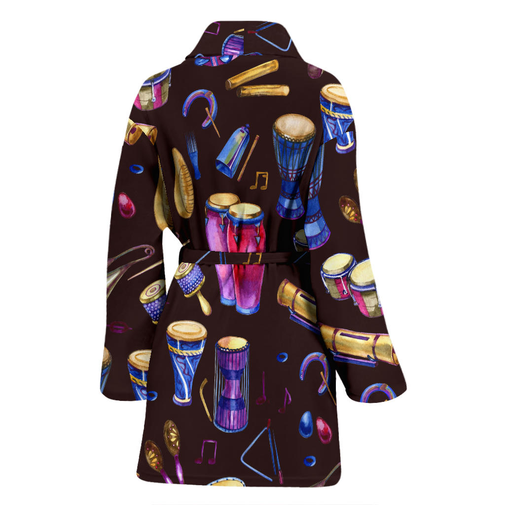 Percussion Neon Pattern Print Design 04 Women Bathrobe