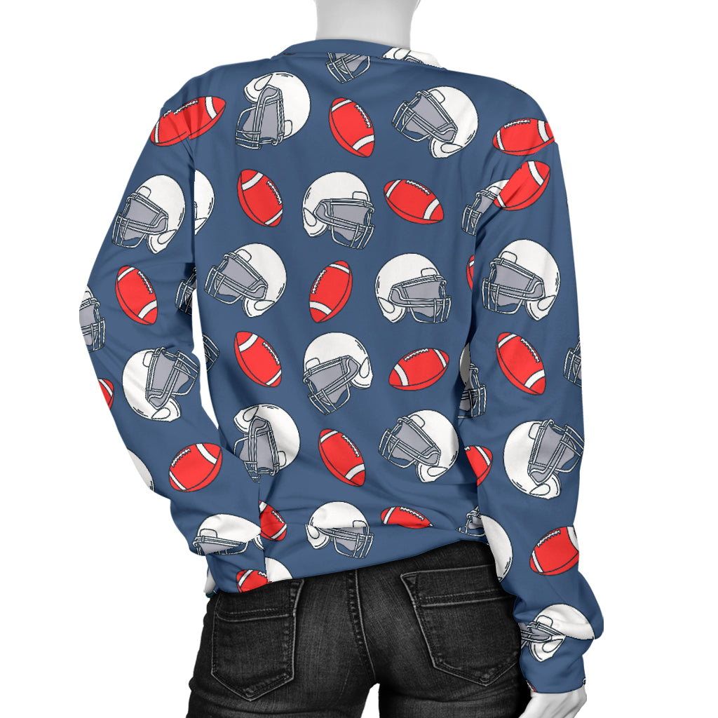 American Football Helmet Design Pattern Women Long Sleeve Sweatshirt