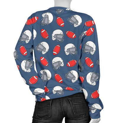 American Football Helmet Design Pattern Women Long Sleeve Sweatshirt