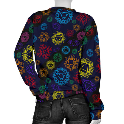 Chakra Colorful Print Pattern Women Long Sleeve Sweatshirt