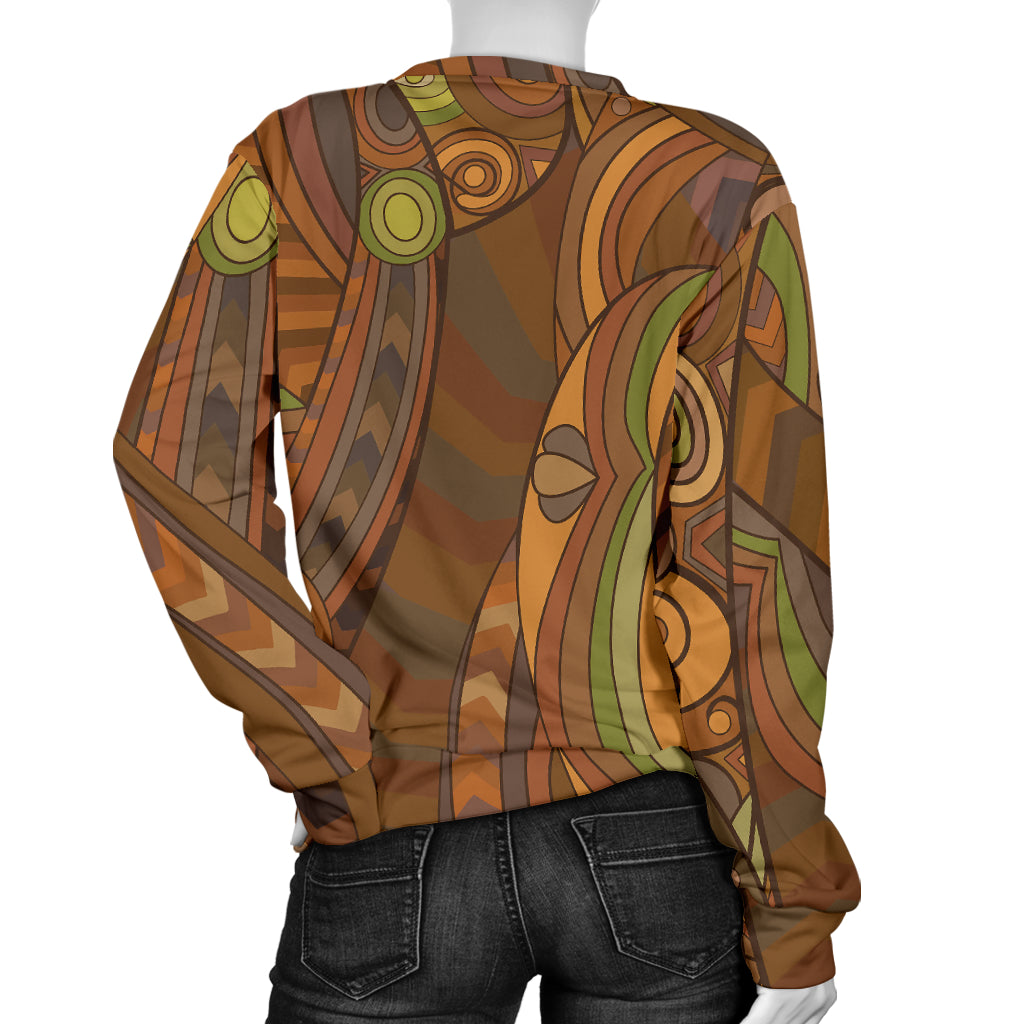 Maori Ornament Design Print Women Long Sleeve Sweatshirt