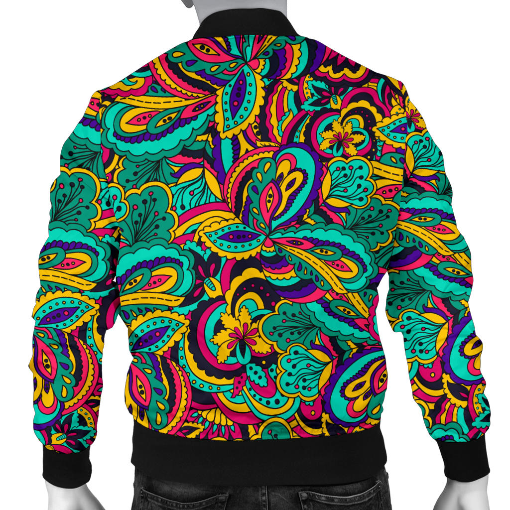 Psychedelic Trippy Floral Design Men Bomber Jacket