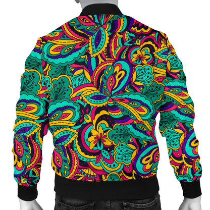 Psychedelic Trippy Floral Design Men Bomber Jacket