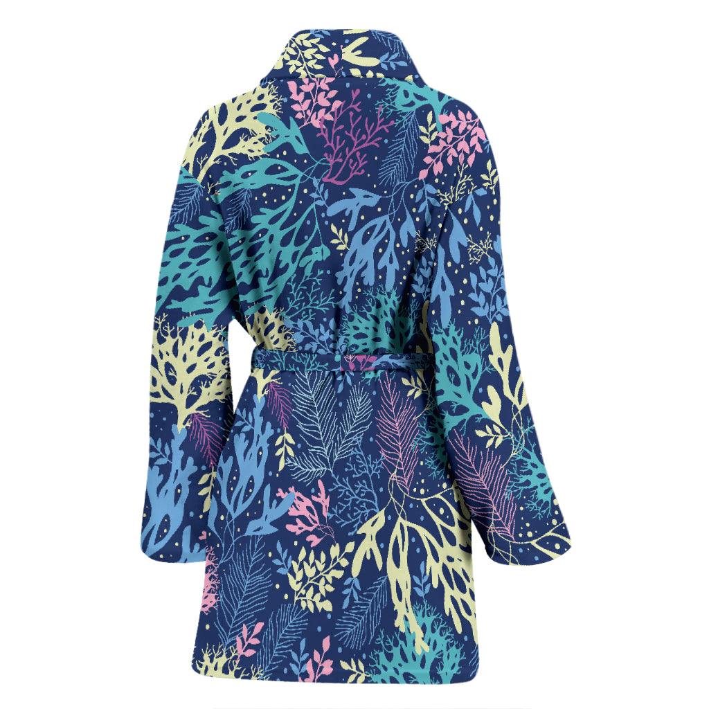 Seaweed Print Design LKS301 Women Bathrobe