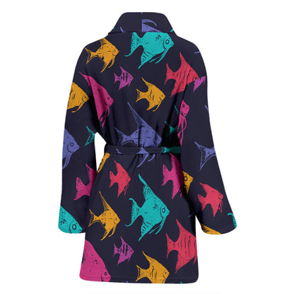 Angelfish Colorful Pattern Print Design 03 Women Bathrobe