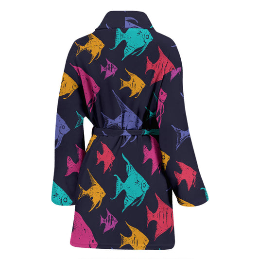 Angelfish Colorful Pattern Print Design 03 Women Bathrobe
