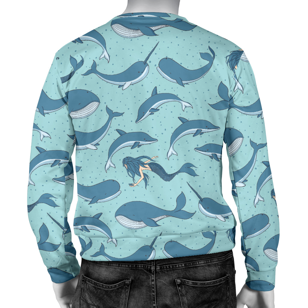 Narwhal Themed Print Men Long Sleeve Sweatshirt