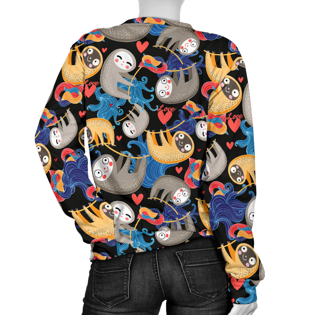 Sloth Cartoon Design Themed Print Women Long Sleeve Sweatshirt