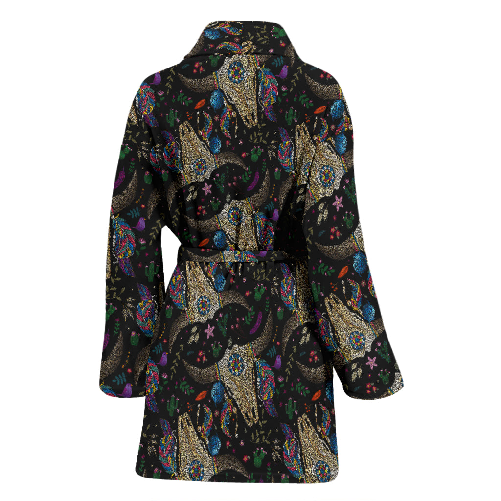 Buffalo Head Print Design LKS401 Women Bathrobe