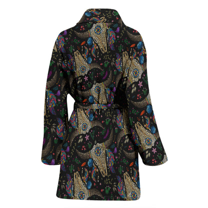 Buffalo Head Print Design LKS401 Women Bathrobe
