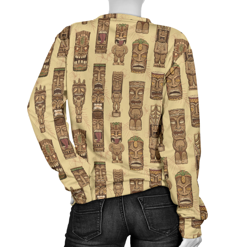 Totem Tiki Style Themed Design Women Long Sleeve Sweatshirt