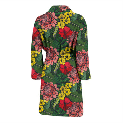 Summer Floral Print Design LKS305 Men Bathrobe
