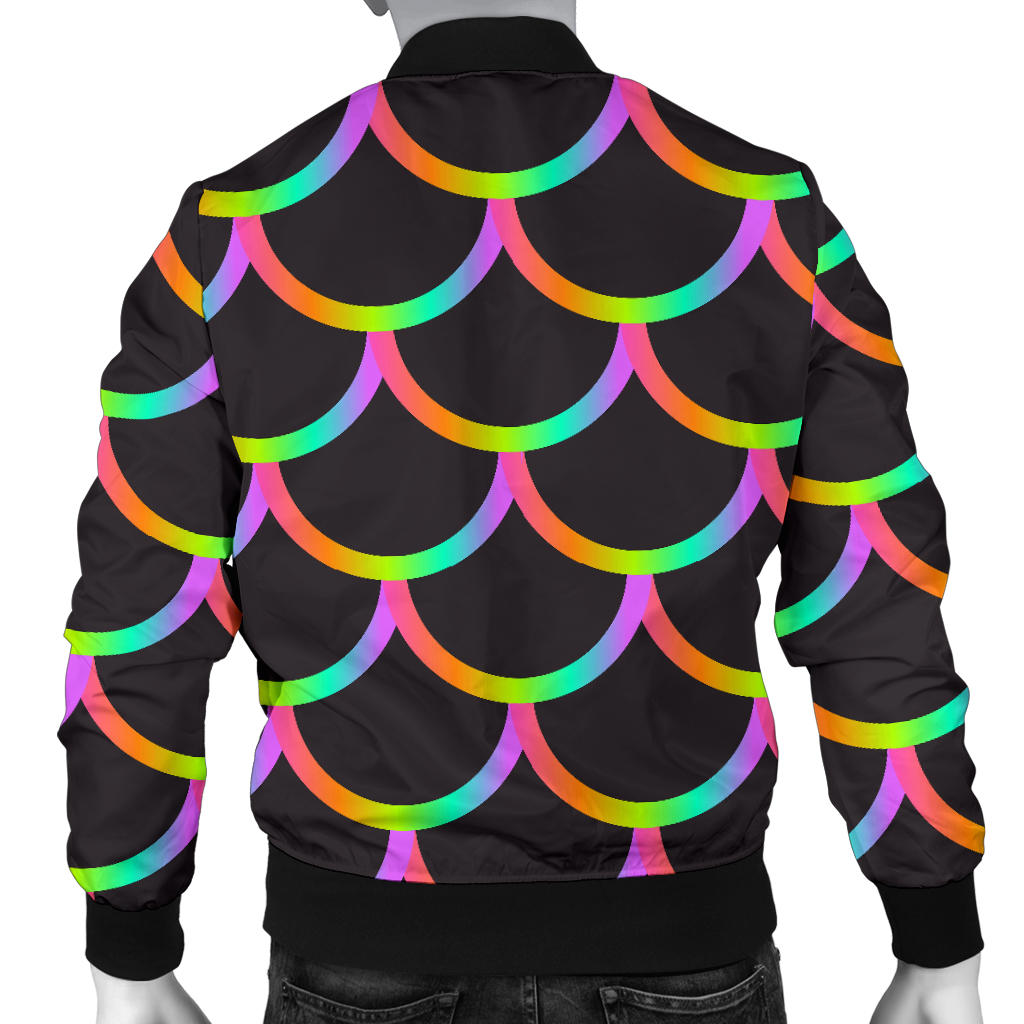Mermaid Tail Rainbow Design Print Men Bomber Jacket
