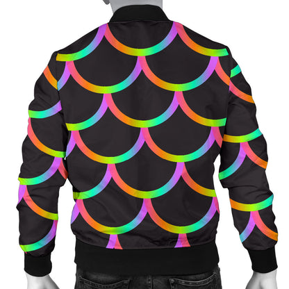 Mermaid Tail Rainbow Design Print Men Bomber Jacket