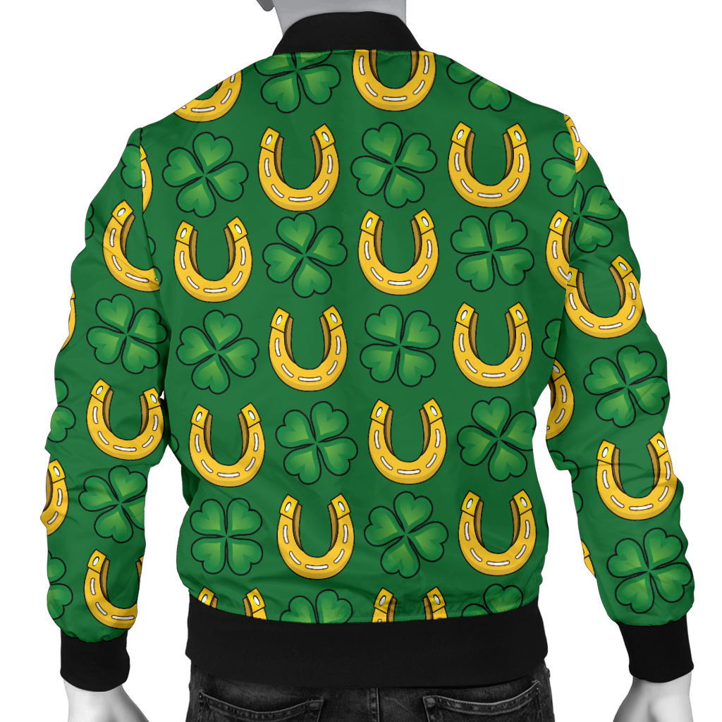 Shamrock Horseshoes Print Pattern Men Bomber Jacket