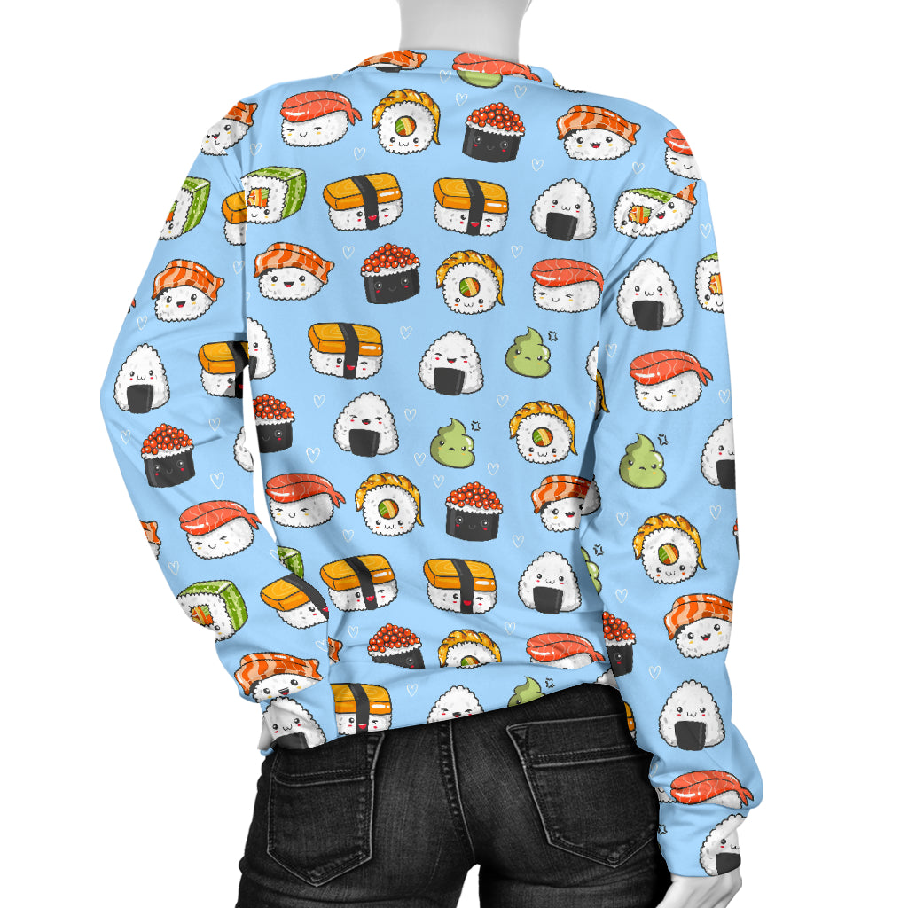 Sushi Cartoon Design Women Long Sleeve Sweatshirt