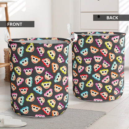 Monkey Head Design Themed Print Laundry Basket