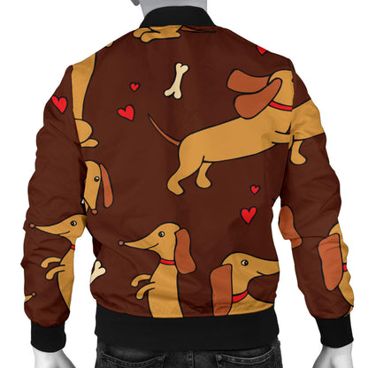 Dachshund Happy Print Pattern Men Bomber Jacket