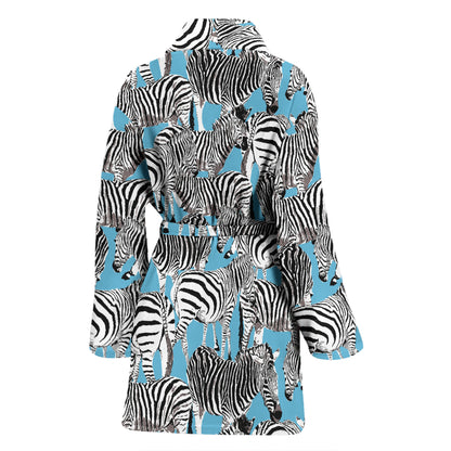 Zebra Print Design LKS305 Women Bathrobe