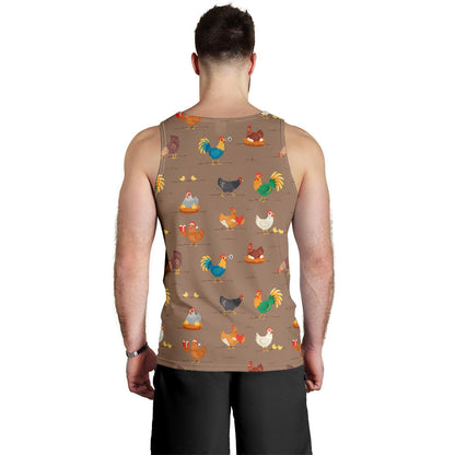 Chicken Happy Print Pattern Men Tank Top