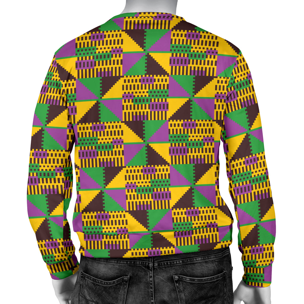 Kente Triangle Design African Print Men Long Sleeve Sweatshirt