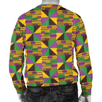 Kente Triangle Design African Print Men Long Sleeve Sweatshirt