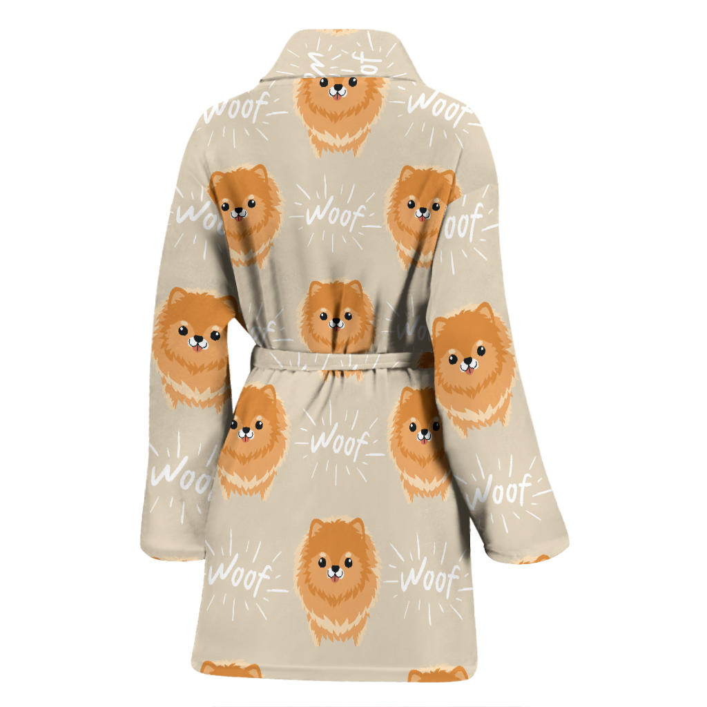 Pomeranians Pattern Print Design A04 Women Bathrobe